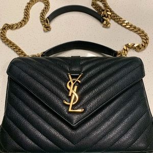 YSL Saint Laurent College Medium Matelasse Lambskin V-Flap Crossbody Bag